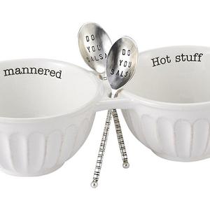 Mud Pie Salsa Double Dip Set, White