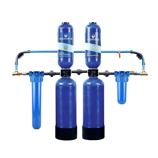 Aquasana Whole House Water Filter System w/ Salt-Free Conditioner- Filters Sediment & 97% Of Chlorine - Carbon & KDF Home Water Filtration - EQ-1000-AST