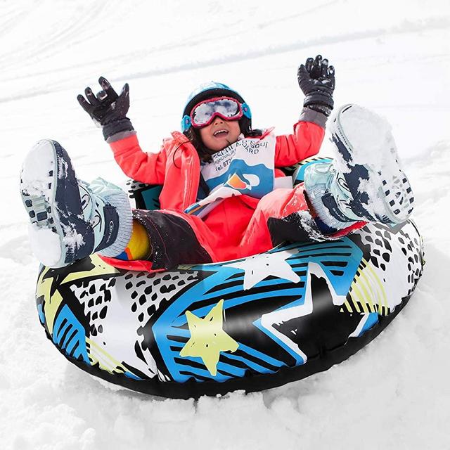 Brace Master Snow Tube - 47 Inch Inflatable Heavy Duty Snow Sled Tube 6mm Thickness Material for Highly Tolerant Abrasion Great for Kids and Adults Ideal for Winter Fun