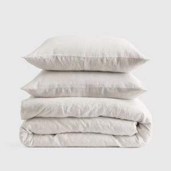 European Linen Duvet Cover Set - Full/Queen - Color Sand