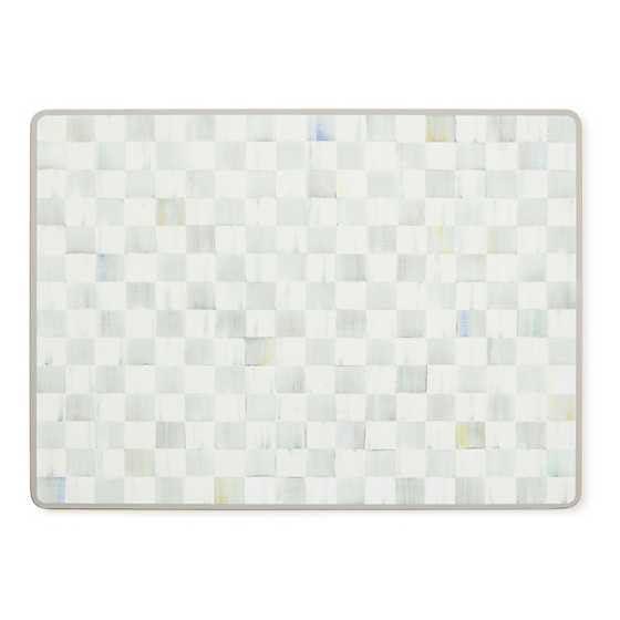 MACKENZIE-CHILDS Set of 4 Cork-Back Placemats, Hard-Finish Table Mats, Gray-and-White Sterling Check