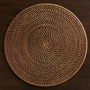 Crate & Barrel Artesia Natural Woven Rattan Round Placemat — Honey