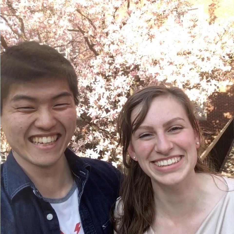 Yong and Elizabeth in front of a Magnolia tree at University of Tennessee. This is the second visit to TN for Yong. (03/28/2018, Knoxville, TN)