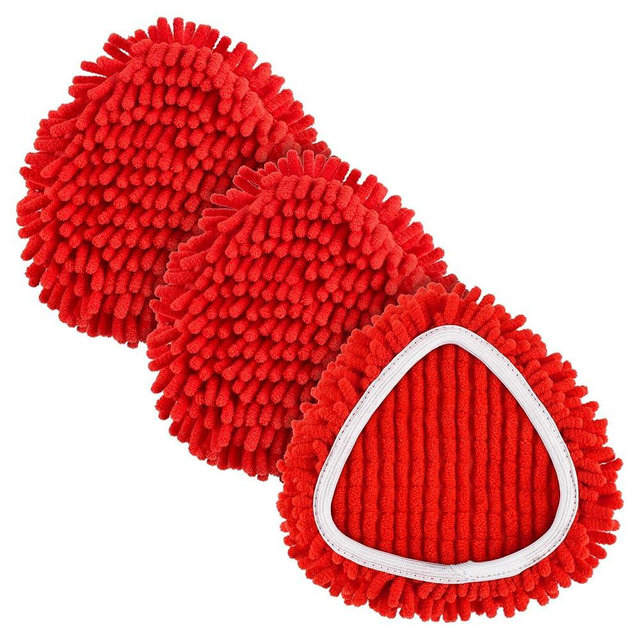 Mop Replace Head for O Cedar, Spin Mop Heads Replacements for Ocedar Easywring 1 Tank Spin Mop, Chenille Duster for Ocedar Mop Include 3 Pack Red Microfiber Chenille Mop Pad for Ocedar Spin Mop
