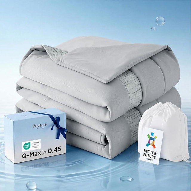 Bedsure Cooling Comforter King Size - Cooling Blankets for Hot Sleepers, Q-Max>0.45 & 4X Breathable Summer Comforter, Bedding for Night Sweats, CoolOxy Lightweight Duvet, Grey, 102x90 Inches