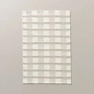 2x3'' Rib Stripe Plaid Handmade Woven Accent Rug Tan/Cream/Khaki - Hearth & Hand™ with Magnolia: Cotton-Wool Blend, Indoor Use