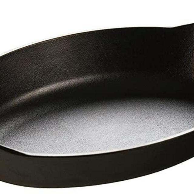 Lodge HOSD Heat Enhanced and Seasoned Cast Iron Oval Serving Dish, 36-Ounce