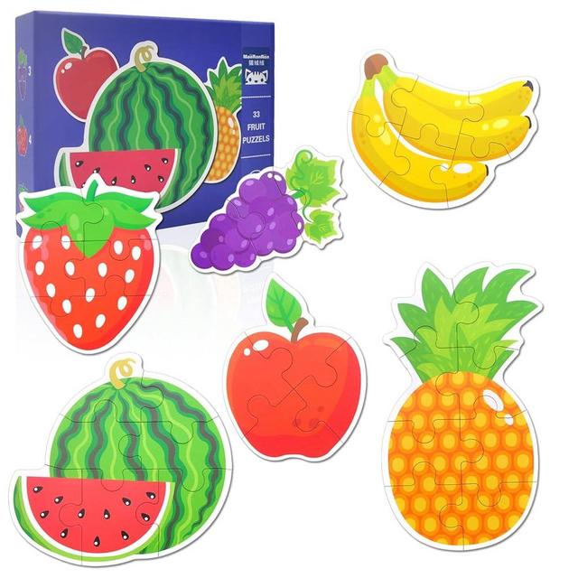 Puzzles for Kids Ages 3-5, 6 Pack Fruit Toddler Puzzles Small Puzzles 33Pieces, Baby Toy Puzzle Toddler Montessori Toys Age 3+ Girls Boys Kids…