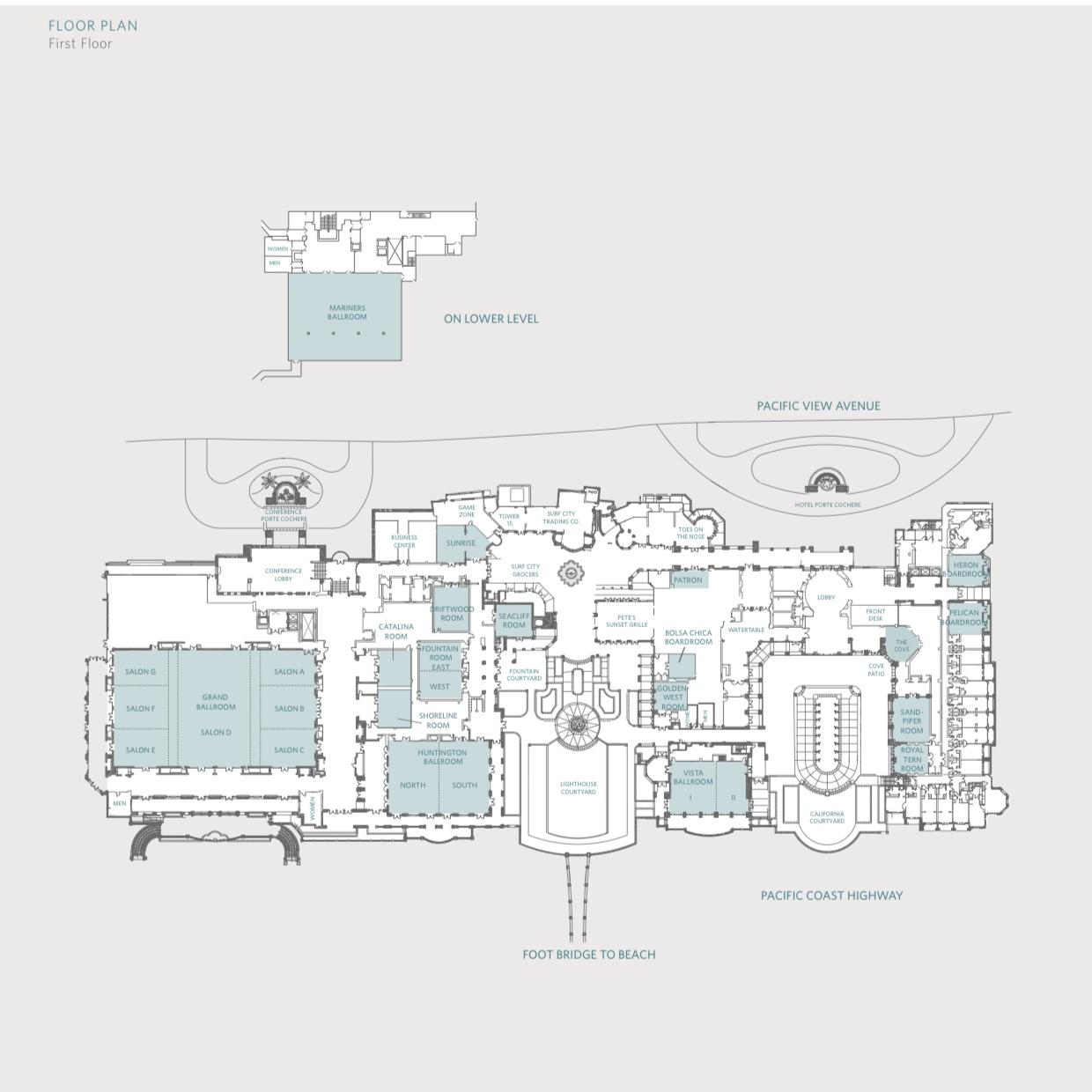 Venue Map
 
Wedding - California Courtyard 
Reception - Cove and Cove Patio
Dinner - Fountain Room and Courtyard