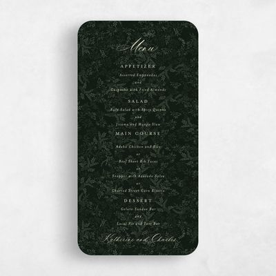 Green Rounded Wedding Menu - Emma