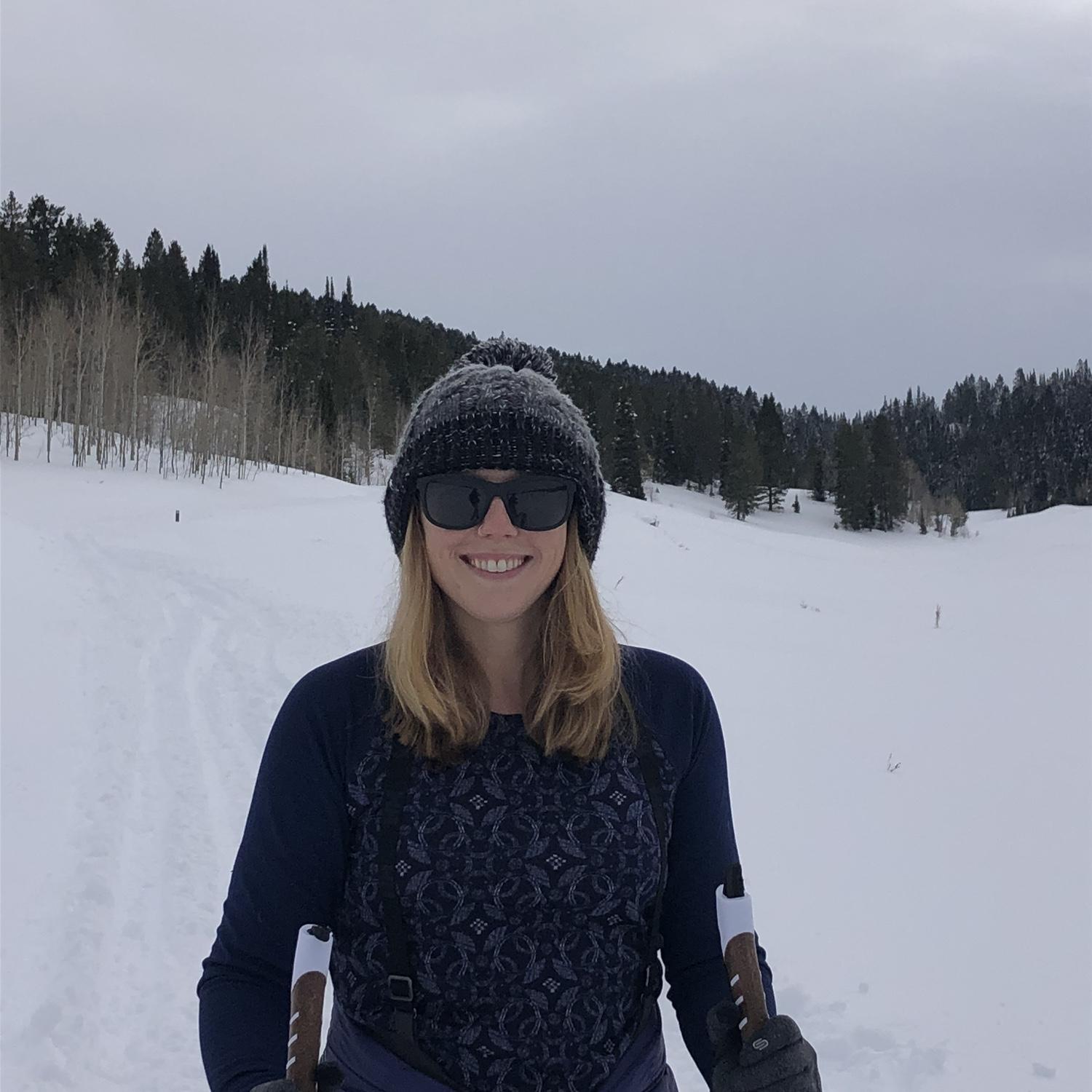The first time Julie and Justin skied together, this was the photo that Kara took when Julie asked for a new dating profile picture.