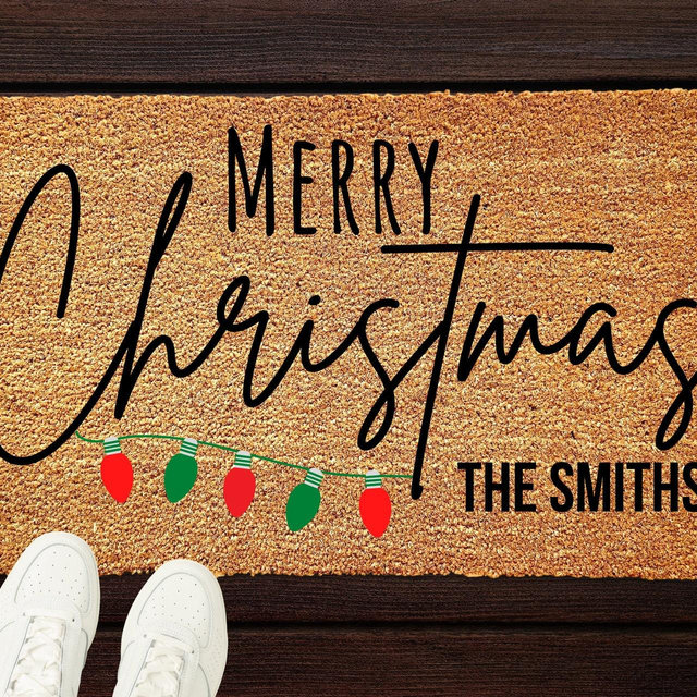 Personalized Christmas Doormat, Family Name Doormat, Merry Christmas Doormat, Christmas Decor,Christmas Porch Decor,Last Name Custom Doormat