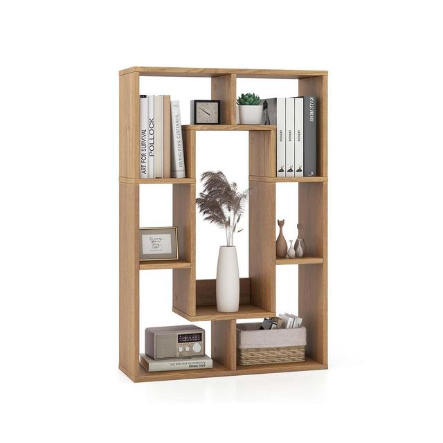 7-Cube Geometric Bookshelf with Anti-Toppling Device Modern Open Bookcase