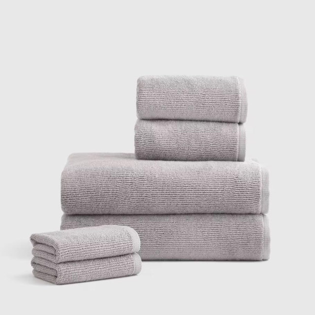 Turkish Ribbed Quick Dry Bath Towel Bundle in Grey