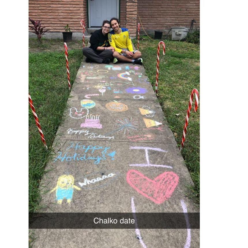 Since Corpus Christi does not get the snow that Nebraska does during Christmas time, we had to have a chalk date. It was a lot of fun to see each other's creative side!