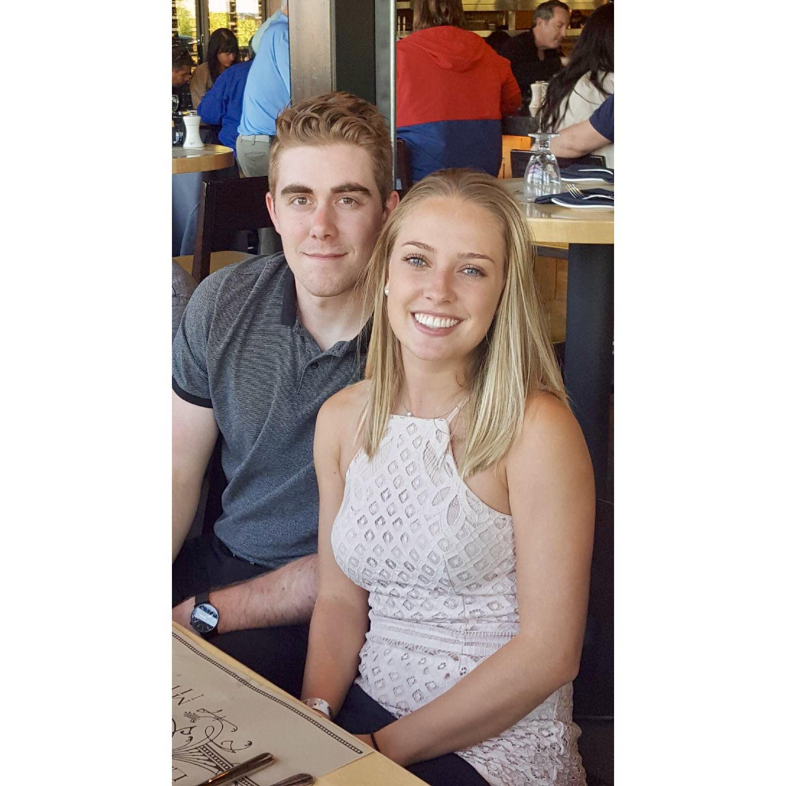 Dinner after graduation with both our families!