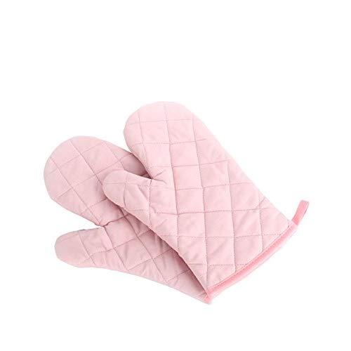 Oven Mitts, Premium Heat Resistant Kitchen Gloves Cotton & Polyester Quilted Oversized Mittens, 1 Pair Pink