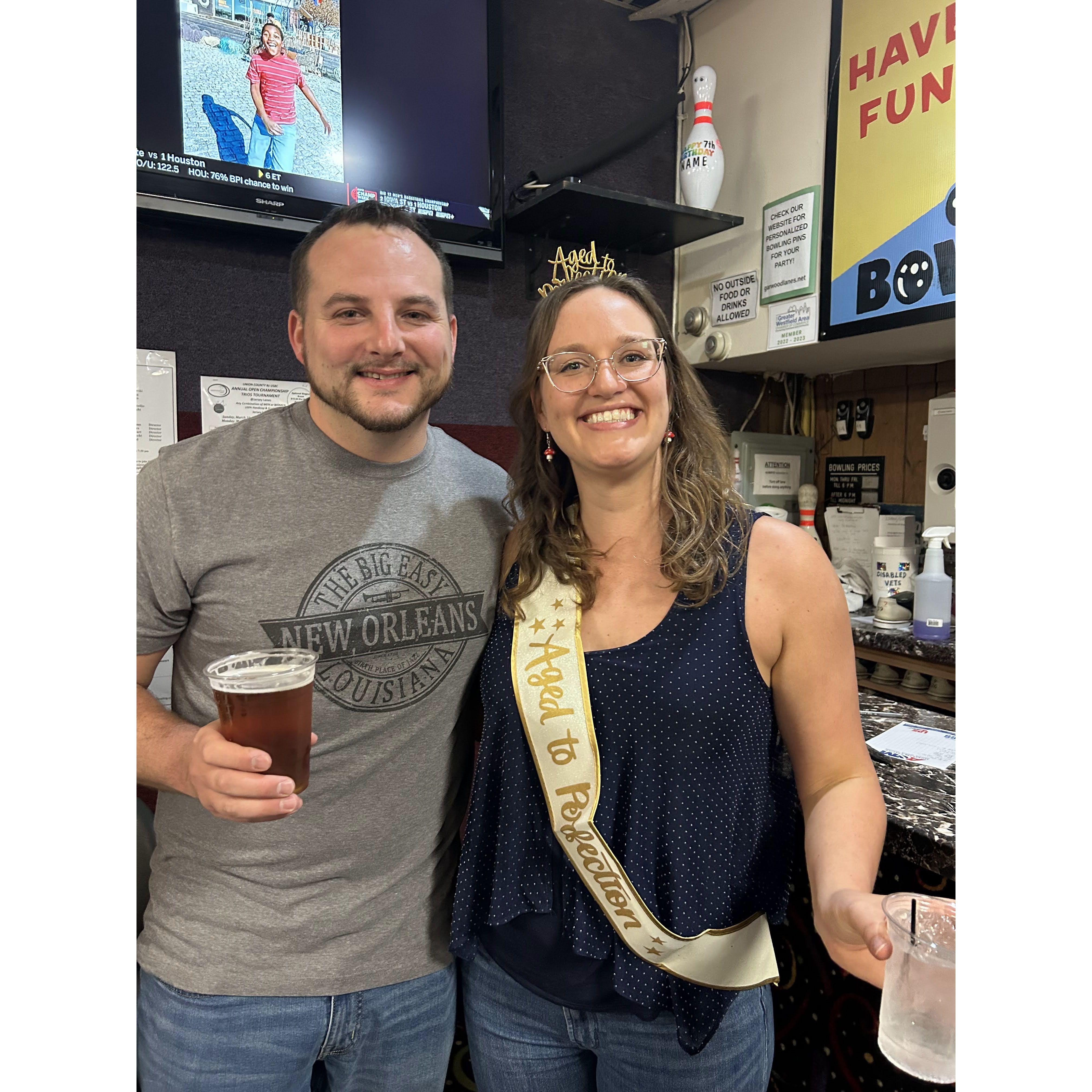 Travis throws Kate's surprise 30th at Garwood Lanes.