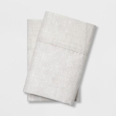 Standard 300 Thread Count Herringbone Ultra Soft Pillowcase Set Tan - Threshold™