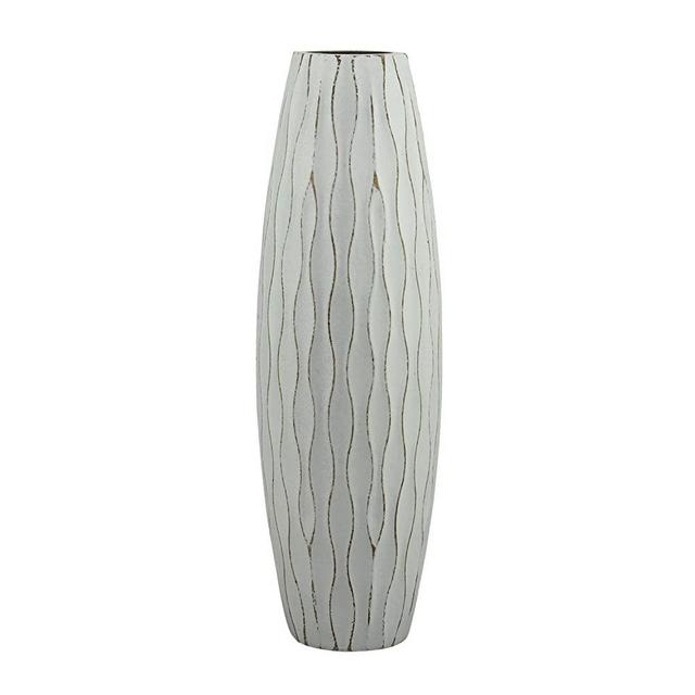 Stonebriar Vintage Textured Pale Ocean Blue Tall Wooden Vase, Medium