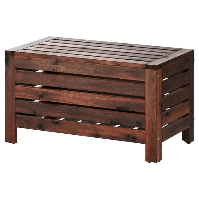 ÄPPLARÖStorage bench, outdoor, brown stained31 1/2x16 1/8 "