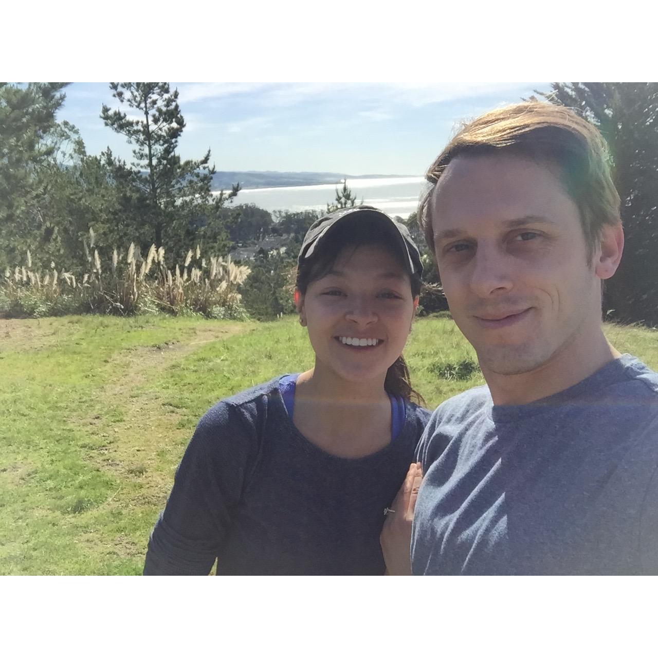 The day and spot that Alistair proposed. It was a treacherous uphill hike that overlooked all of Half Moon Bay. I was a crying mess :)