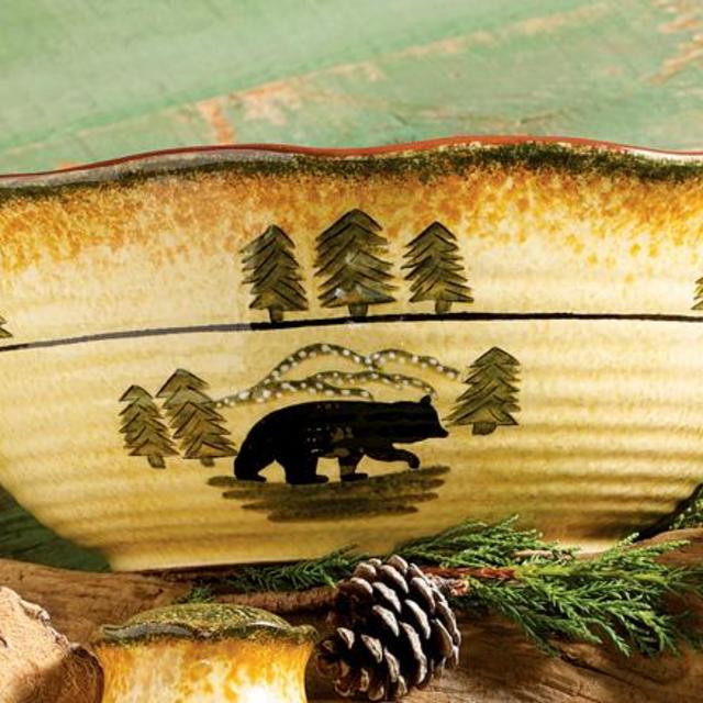 Black Bear Forest Serving Bowl