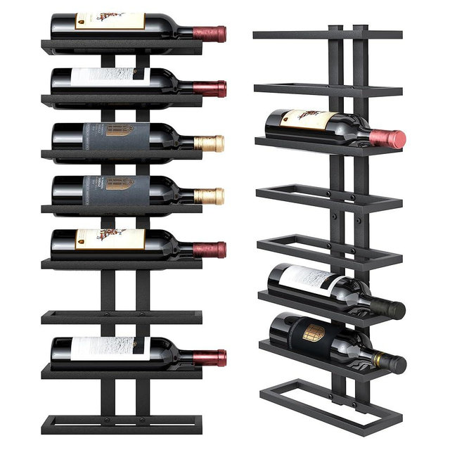 Hoctieon 8 Tier Wall Mount Wine Rack, Wall Racks for Wine Bottles Display and Storage, Hanging Bottle Organizer for Living Room, Dining Room, Wine Cellar, Bar, Black