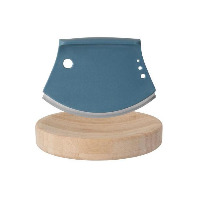Leo 2 Piece 6.25" Bamboo Herb Cutter Set, Blue