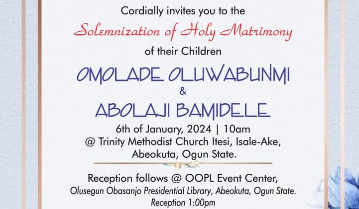 The Wedding Website of Omolade Bunmi and Abolaji Bamidele
