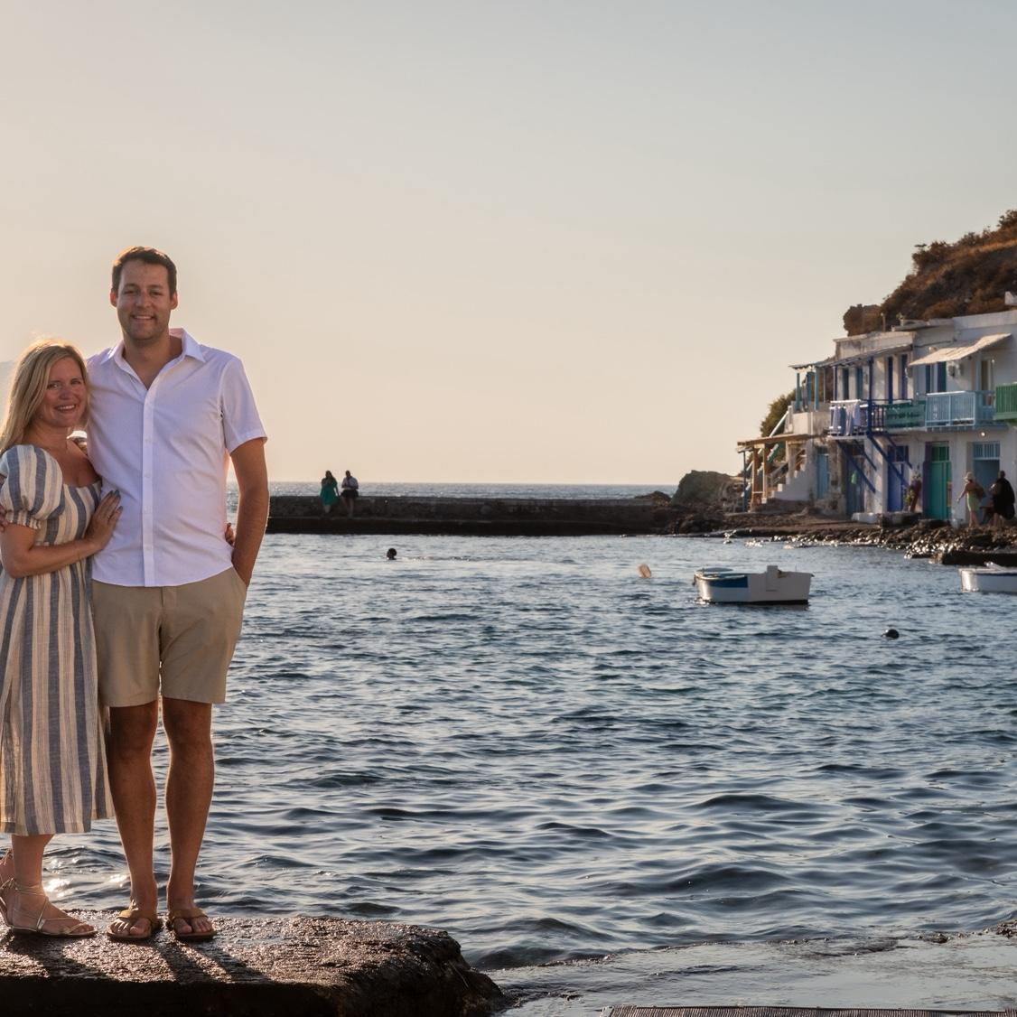 Our first trip together to Greece & we hired a photographer who captured us at our rental property on Milos.