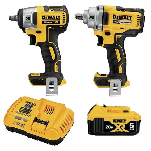 DEWALT 20V MAX XR Impact Wrench, Cordless Kit, 1/2-Inch Mid-Range and 3/8-Inch Compact, 2-Tool (DCK205P1)