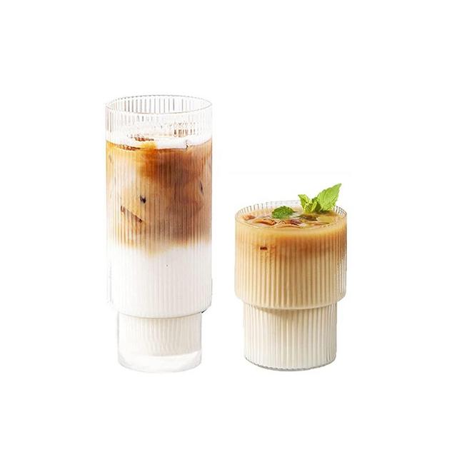 Glass Cup Coffee Mug, Origami Style Transparent Tea Set Heat Resistant Glassware, Wine Ice Beer Cup Cocktail Glasses Drinkware, Vintage Creative for Bar Beverages Milk Juice Smoothie Cups (A+C)
