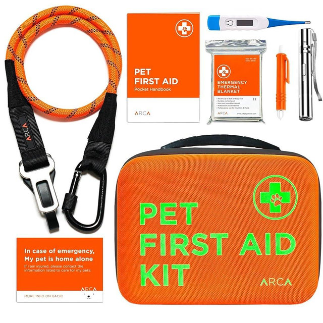 ARCA PET Ultimate Safety Bundle: First Aid Kit and Dog Seat Belt for Car | 108-Piece Kit with Vet Approval and Durable Reflective Dog Seatbelt