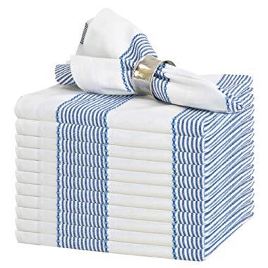 GLAMBURG Cloth Napkin 12-Pack 100% Ring Spun Cotton Dinner Napkin 18x18 with Mitered Corners and a Generous Hem, Cocktail Napkins, Wedding Dinner Napkins, Machine Washable - Navy Blue