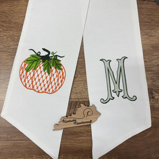 Pumpkin Chic Monogram Initial Wreath Sash | SHIPS FAST | Autumn Halloween Thanksgiving | Southern Home Decor | Embroidery | Romanesque