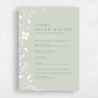 Grassy Sage, Green Wedding Program - Lynette