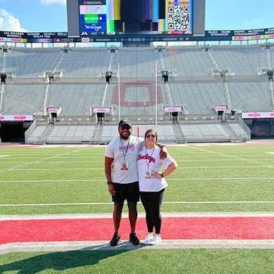 If you know B, you know he's the biggest die hard Ohio State fan around! We attended the season opener for his birthday last year! Here he was slowly and surely convincing me to be an Ohio State fan!