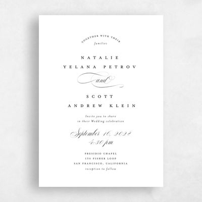 White Standard Wedding Invitation - Marvis Classic