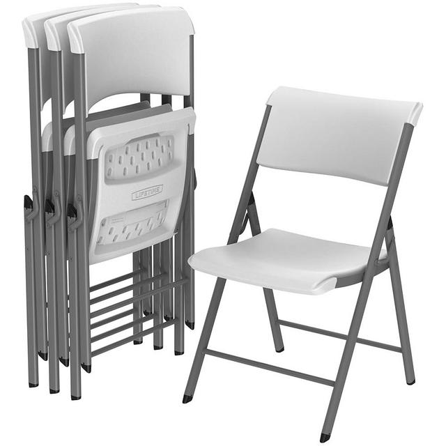 LIFETIME A-Frame Folding Chair, 4-Pack, White Granite