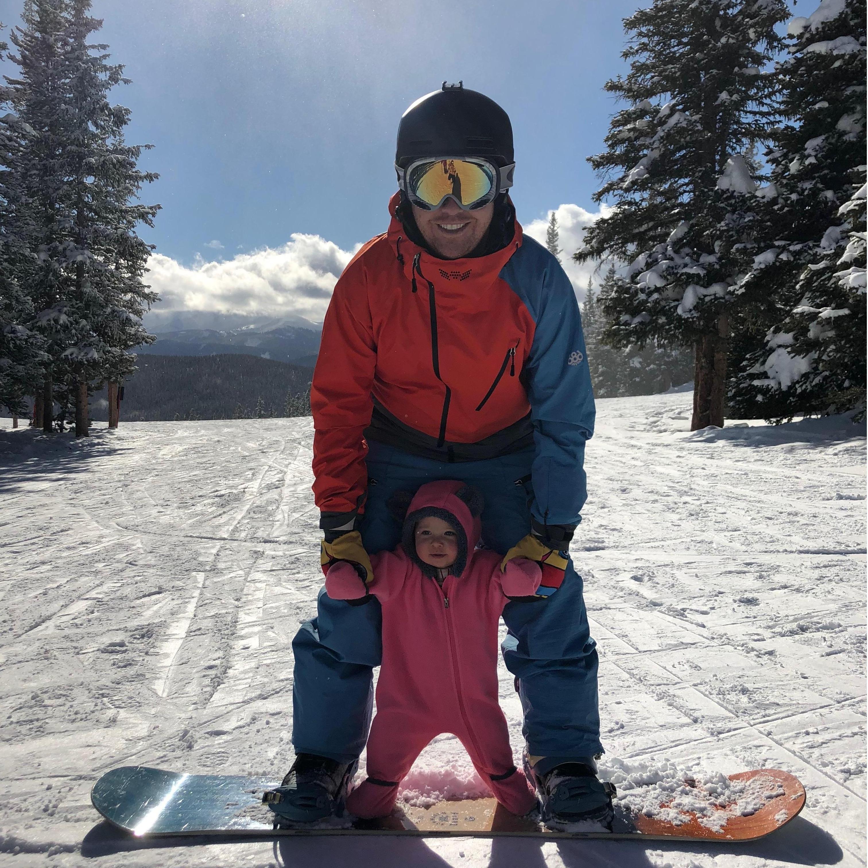 Joe teaching his niece, Skylar, to snowboard!