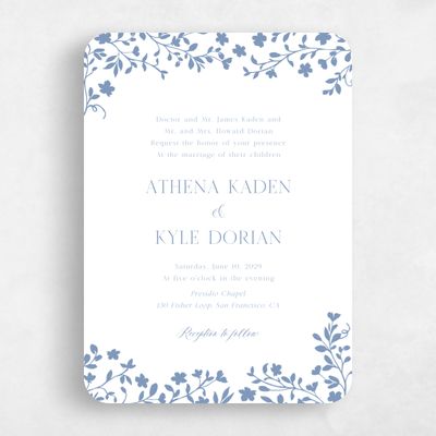 Blue Rounded Wedding Invitation - Ysabeau Classic