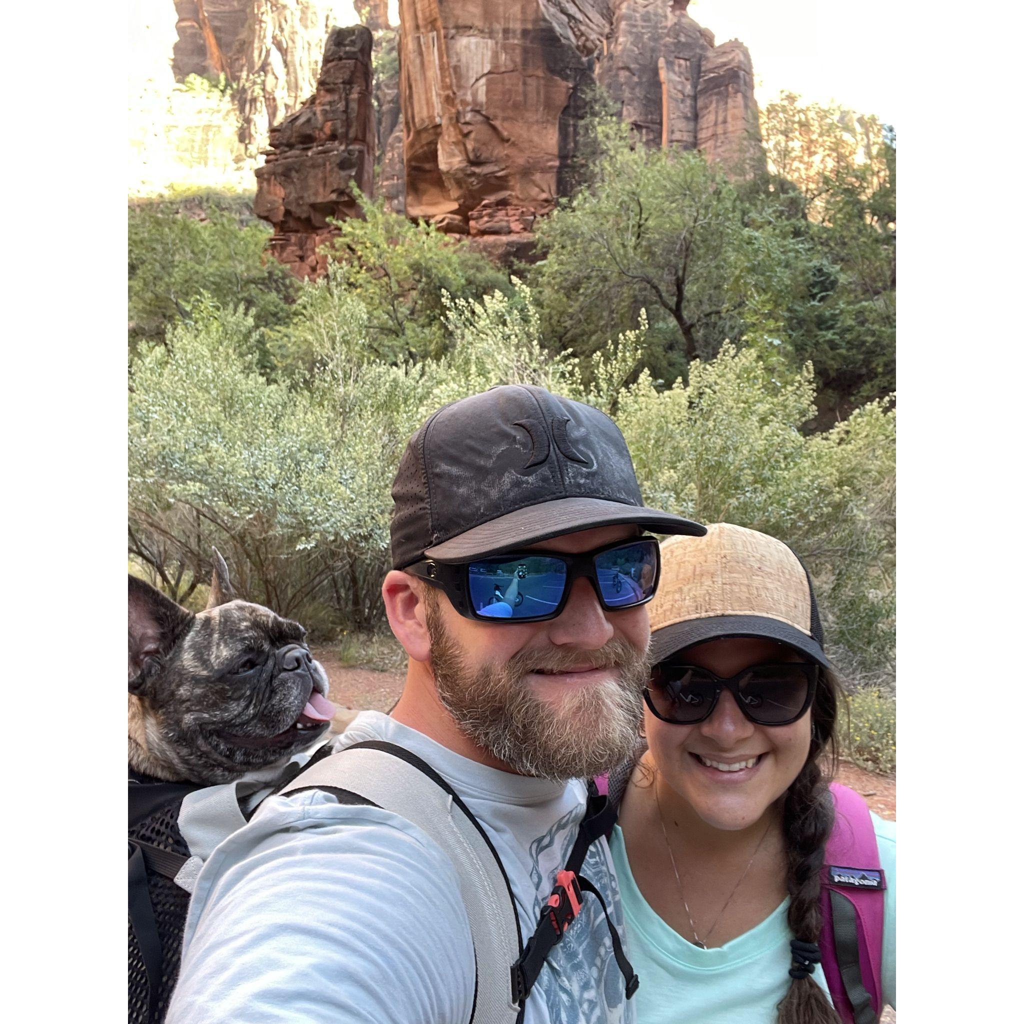 Team Foglesong cruising on ebikes in Zion National Park 2021.