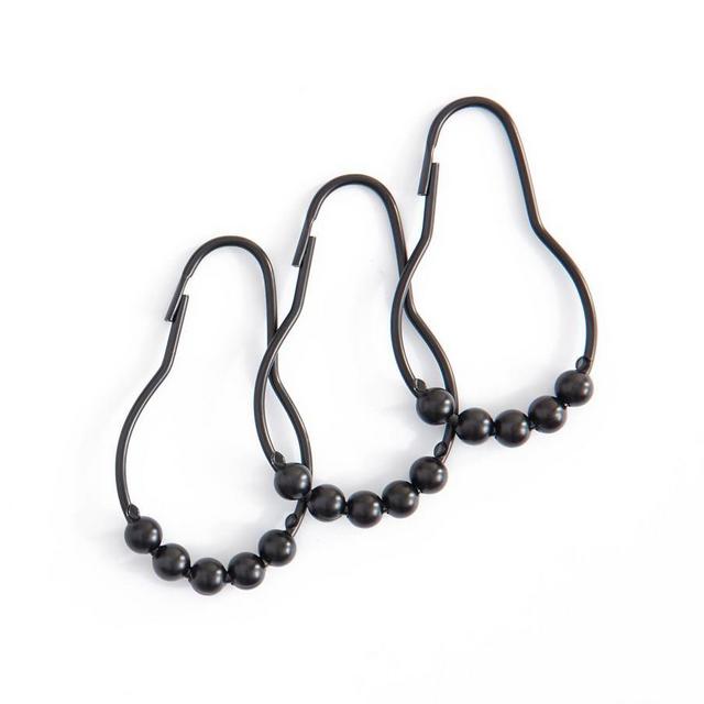 Matte Black Shower Rings, Set of 12