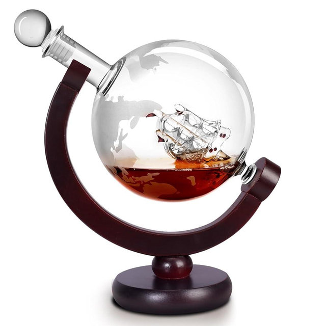 Whiskey Decanter for Men, Whiskey Globe Decanter for Liquor, Bourbon, Vodka, Cocktails, Scotch liquor decanter for Men Father's Day Anniversary Unique Gifts - 850ml