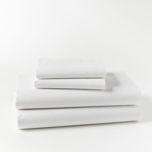 400-Thread-Count Organic Cotton Percale Sheet Set - Queen, White