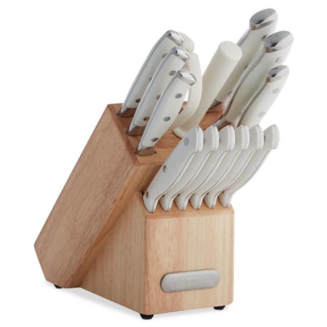 Farberware 15-Pc. White Handle Cutlery Block Set