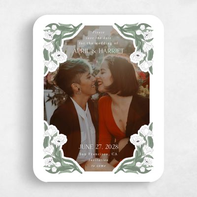White Rounded Wedding Save the Date - Willmore Photo