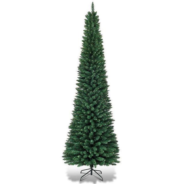 Costway 5'/6'/7'/9' PVC Artificial Pencil Christmas Tree Slim Green
