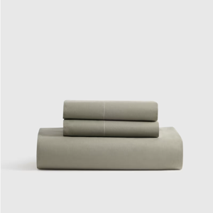 Classic Organic Percale Fitted Sheet Set in Dried Sage